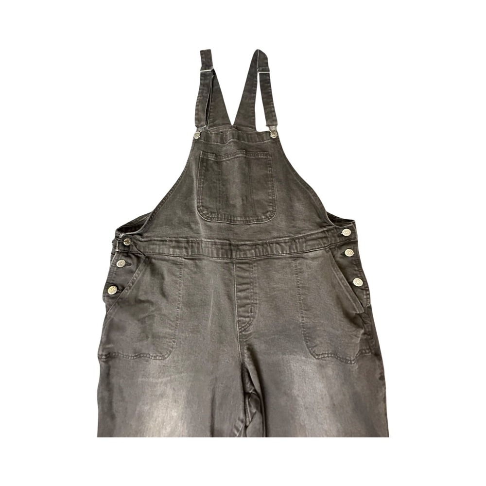 Old Navy Overalls Womens 22 Plus Short Black Denim Bib Straight Leg Faded Casual